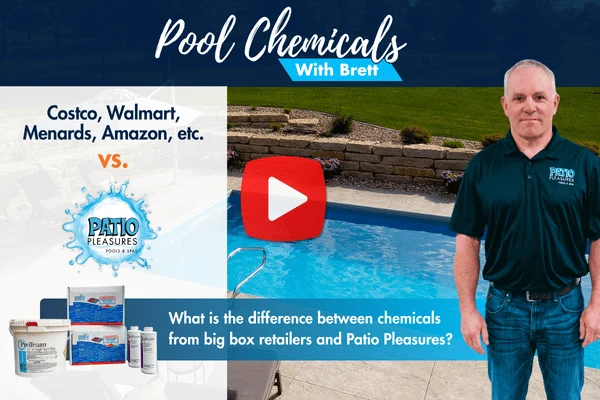 Comparison of professional pool chemicals at Patio Pleasures versus discount big box store chemicals